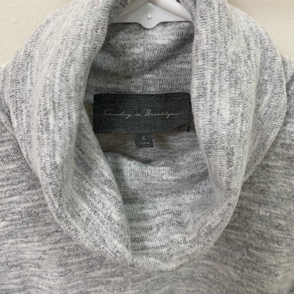 Sunday in Brooklyn Gray and Cream Cowl Neck Sweater - Picture 2 of 6